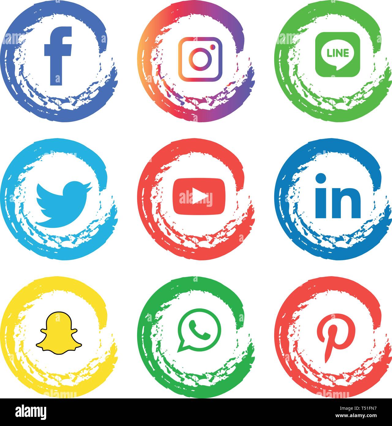 Social Media Icons Set Logo Vector Illustrator Background Social Media Icon Snapchat Facebook Instagram Twitter Whatsapp Set Network Stock Vector Image Art Alamy
