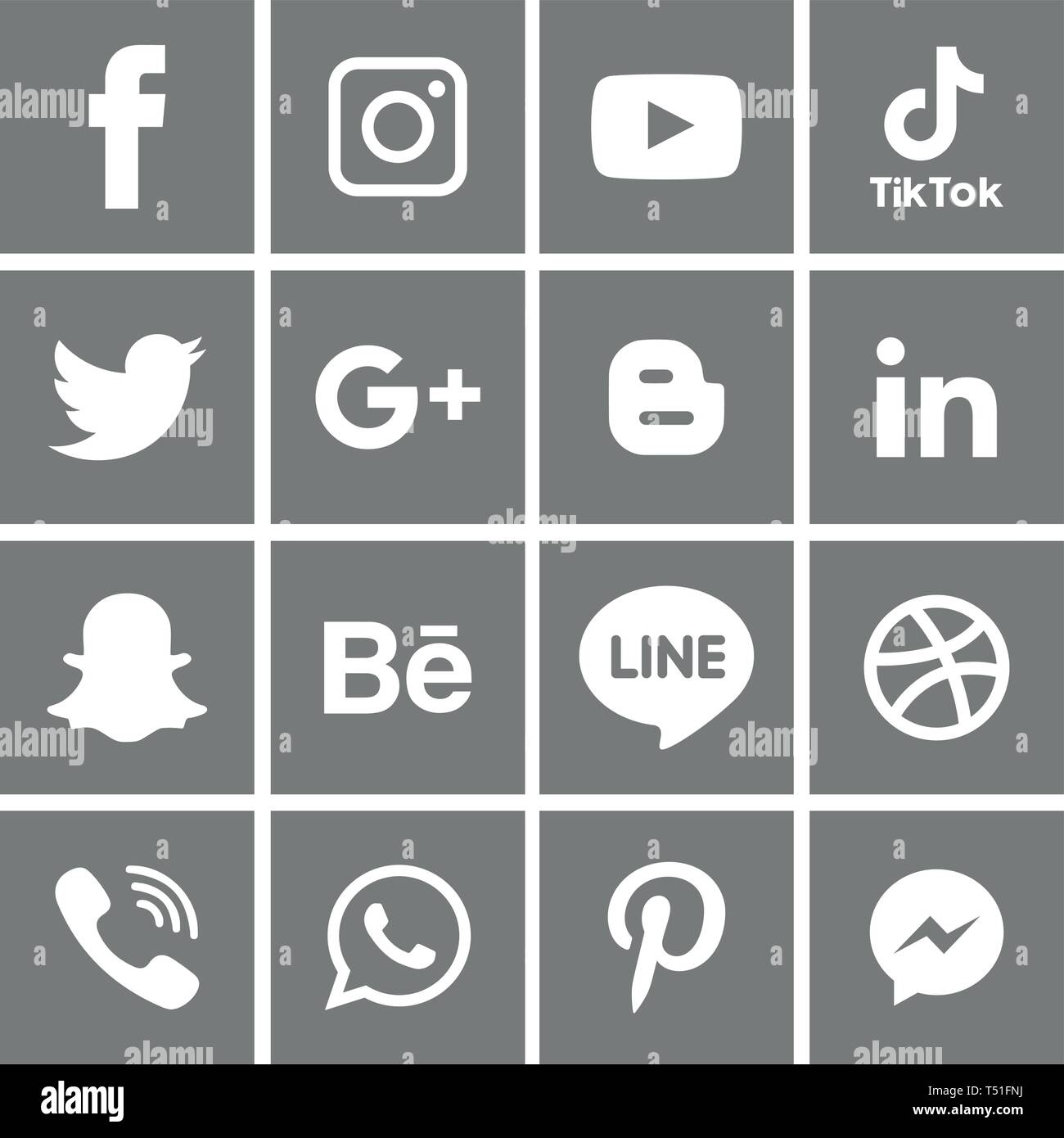 Social Media Icons Set Logo Vector Illustrator Background Social Media Icon Snapchat Facebook Instagram Twitter Whatsapp Set Network Stock Vector Image Art Alamy