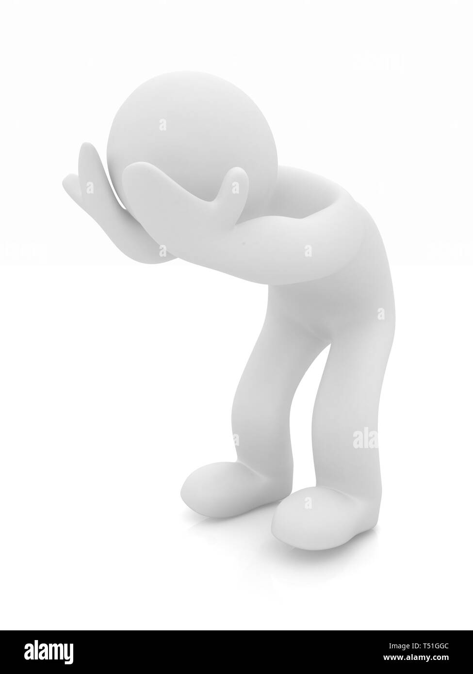 3d personage with hands on face on white background. Starting series: human emotions Stock Photo
