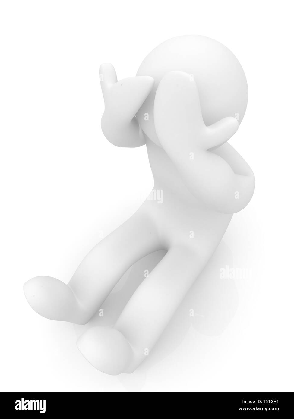 3d personage with hands on face on white background. Series: human emotions Stock Photo