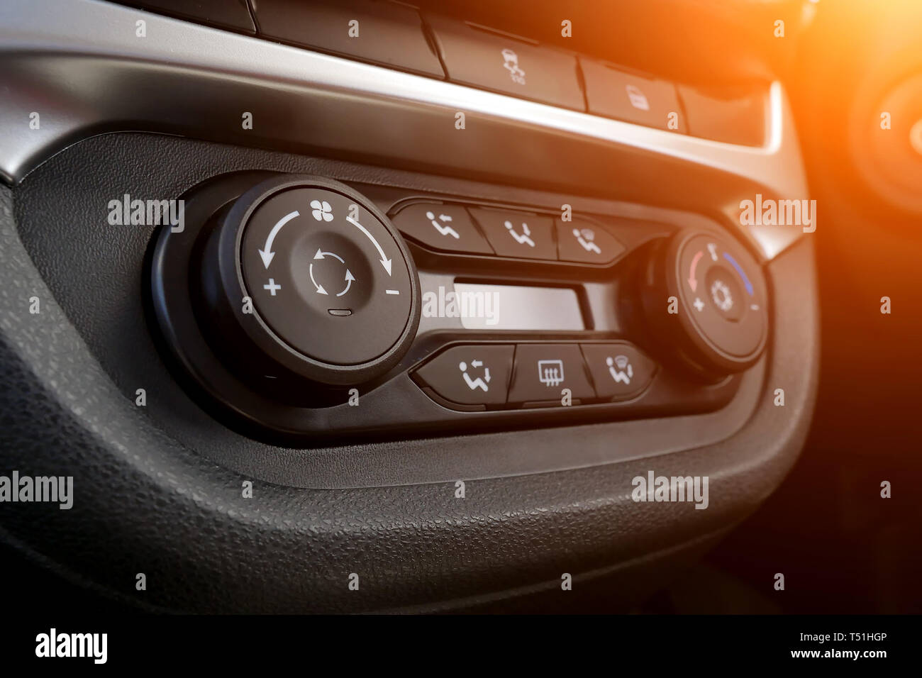 climate control panel close-up. luxury car interior Stock Photo