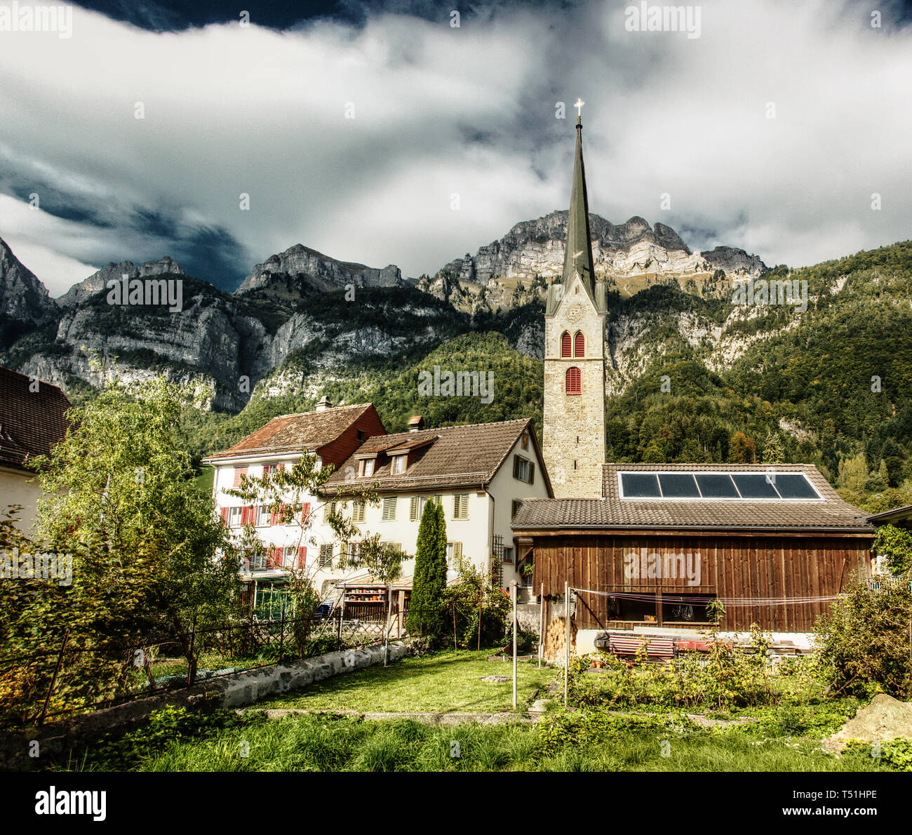 Catholic Church of Walenstadt, Swiss Alps Stock Photo - Alamy