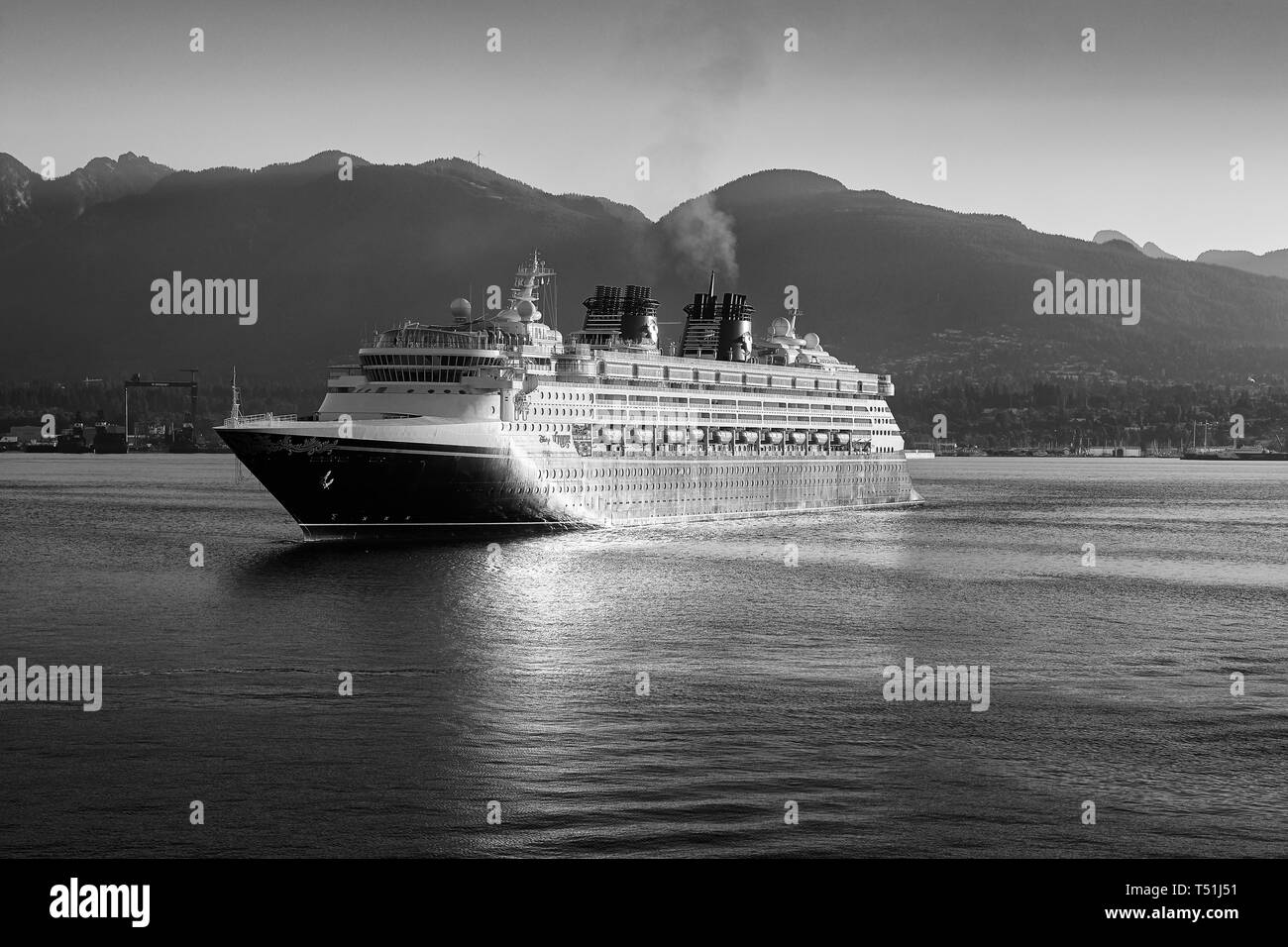 The Giant Disney Cruise Ship, Disney Wonder, Arriving In Vancouver