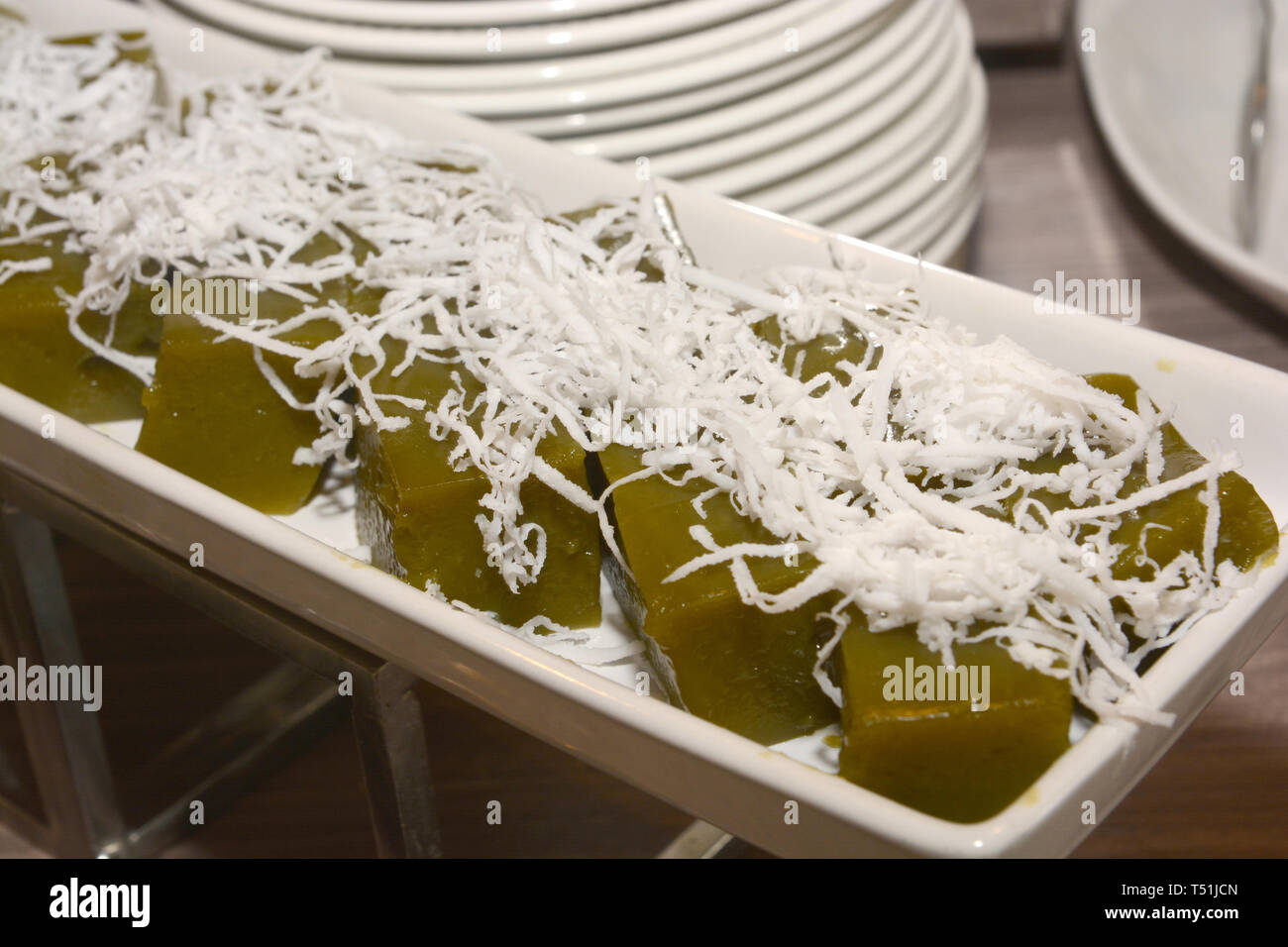 Rice Flour Custard (Thai Dessert) Kanom Piakpoon Stock Photo Alamy
