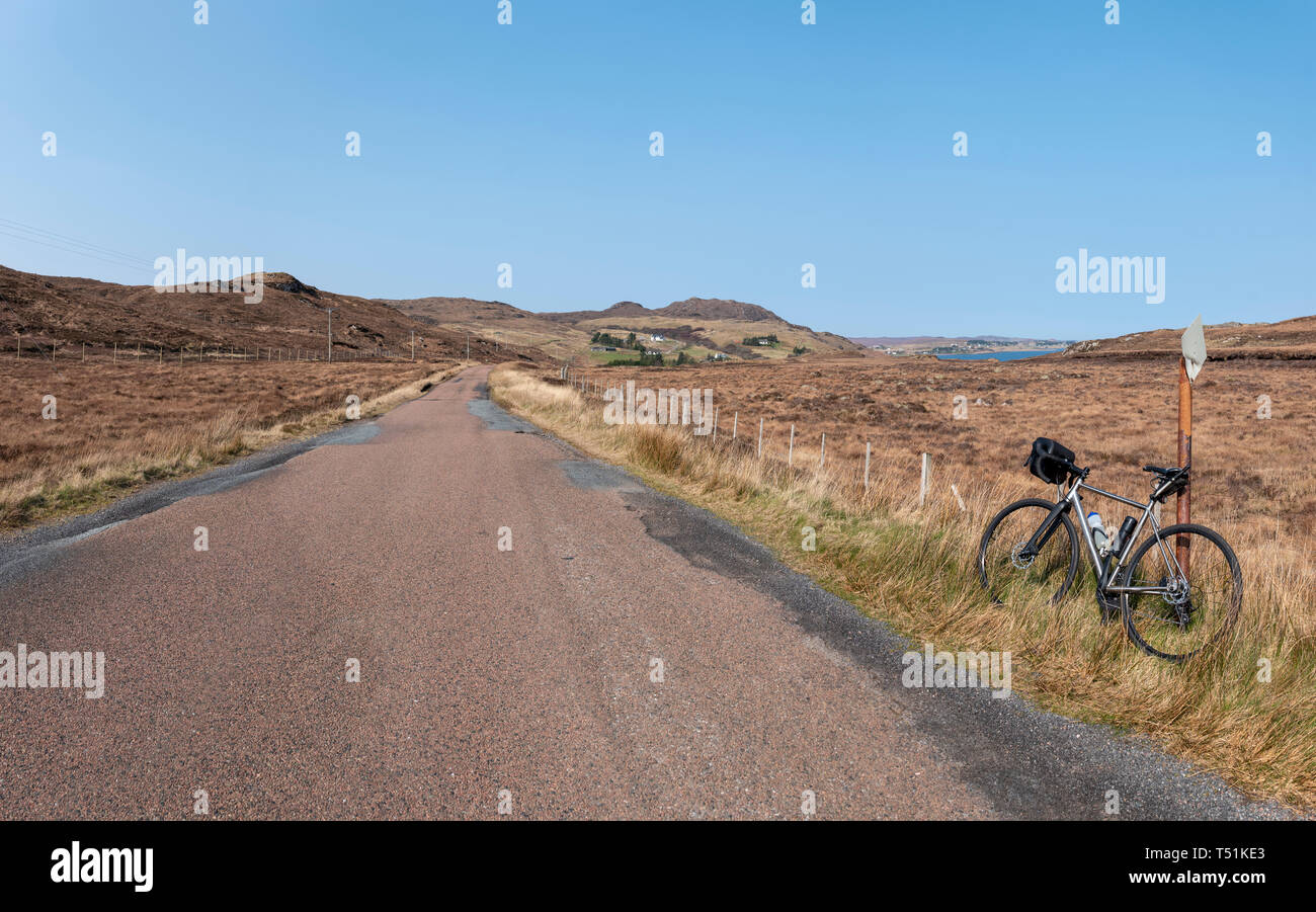 cycling from Poolewe to Cove along the shore of Loch Ewe, west coast of Scotland. Stock Photo