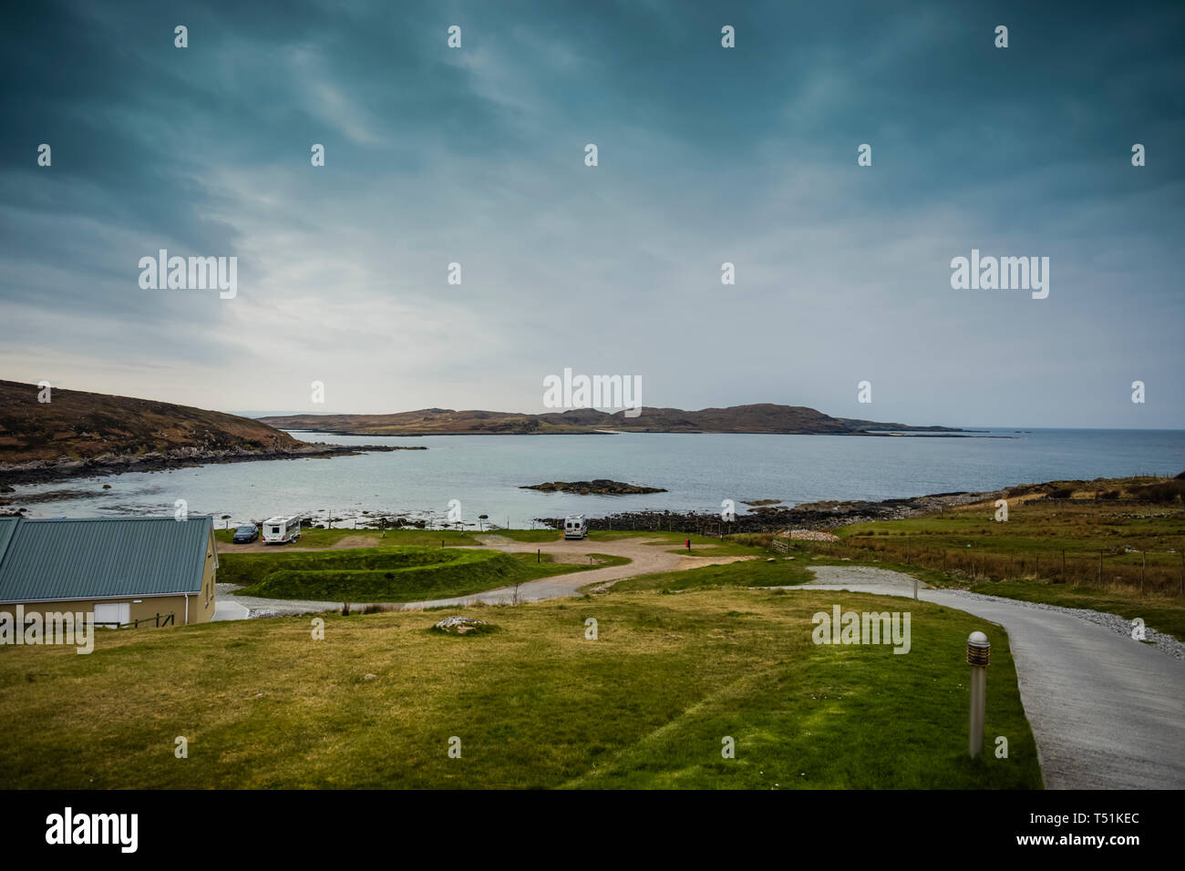 Port Beag campsite, Altandhu, Summer Isles, west coast of Scotland. Stock Photo