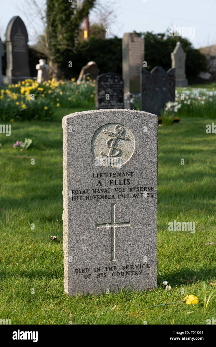 Military graves in the public cemetery at Poolewe, Scotland. Stock Photo