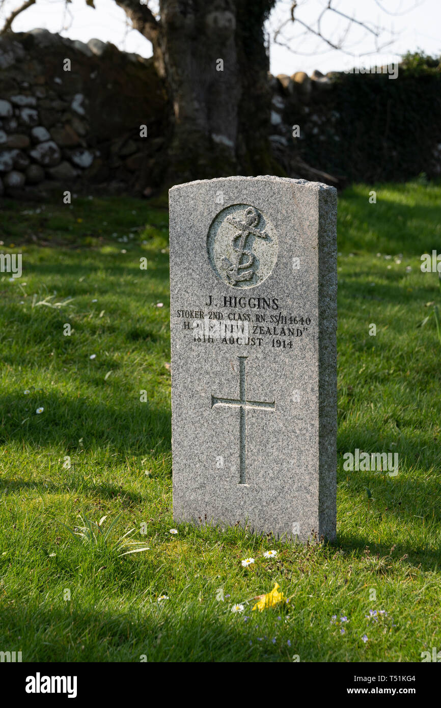 Military graves in the public cemetery at Poolewe, Scotland. Stock Photo