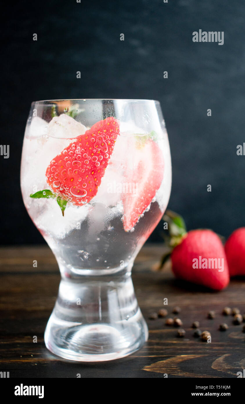 Strawberry Black Pepper Gin and Tonic Stock Photo Alamy