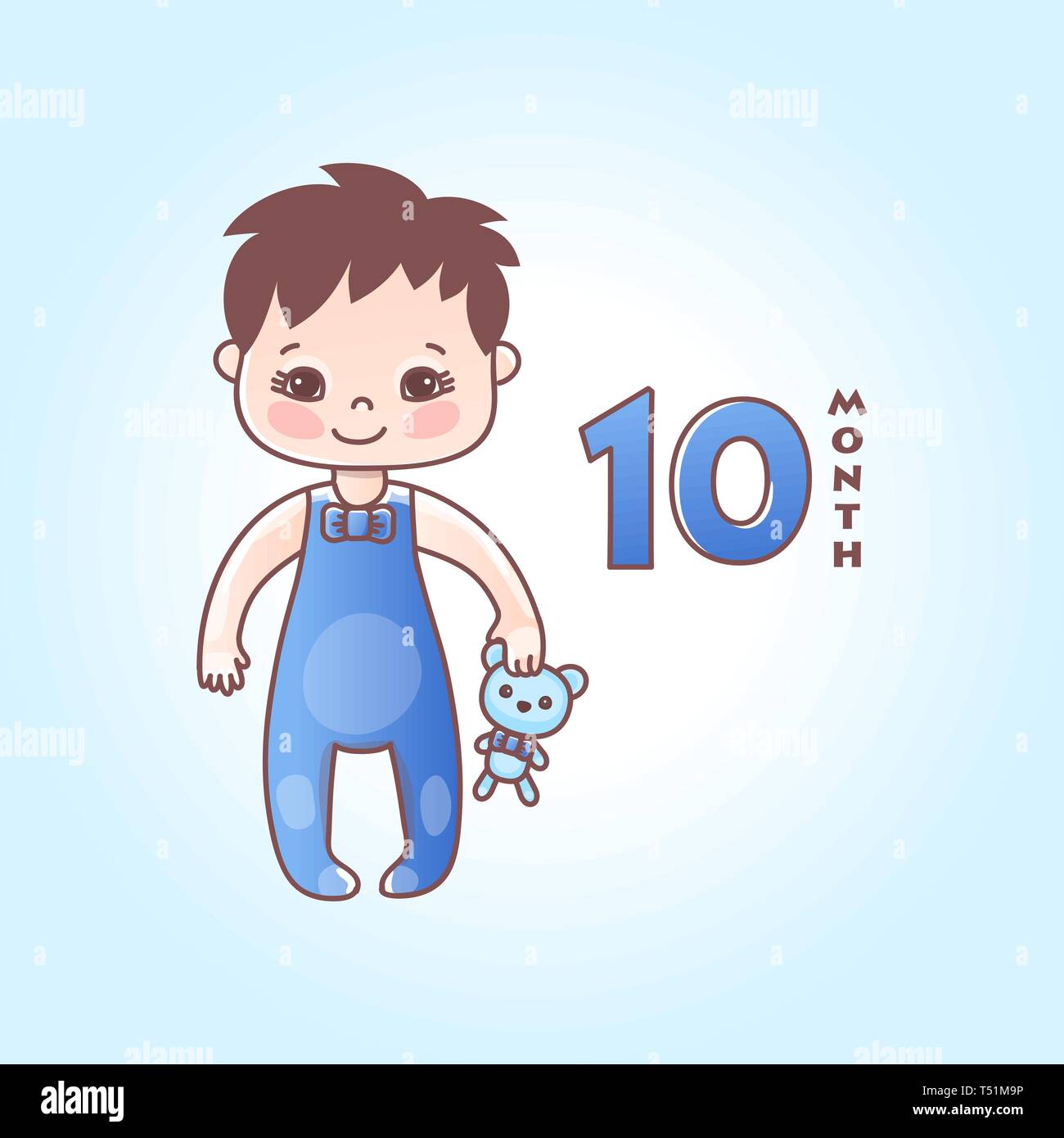 Little baby boy. The ten months of a baby. Vector Illustration isolated ...