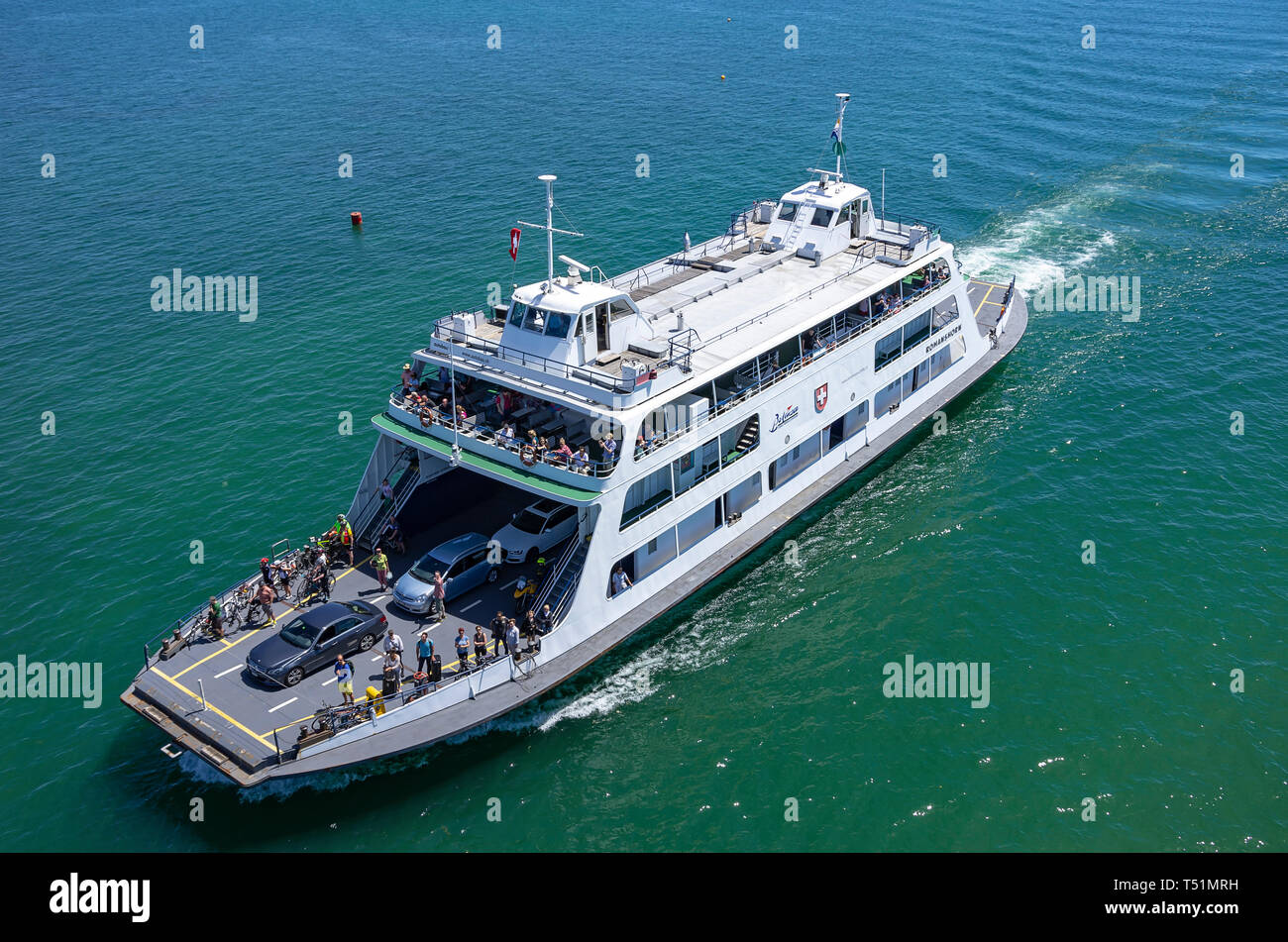 The car ferry ROMANSHORN of the ferry line FriedrichshafenRomanshorn on Lake Constance is The car ferry ROMANSHORN of the ferry line FriedrichshafenRomanshorn on Lake Constance is