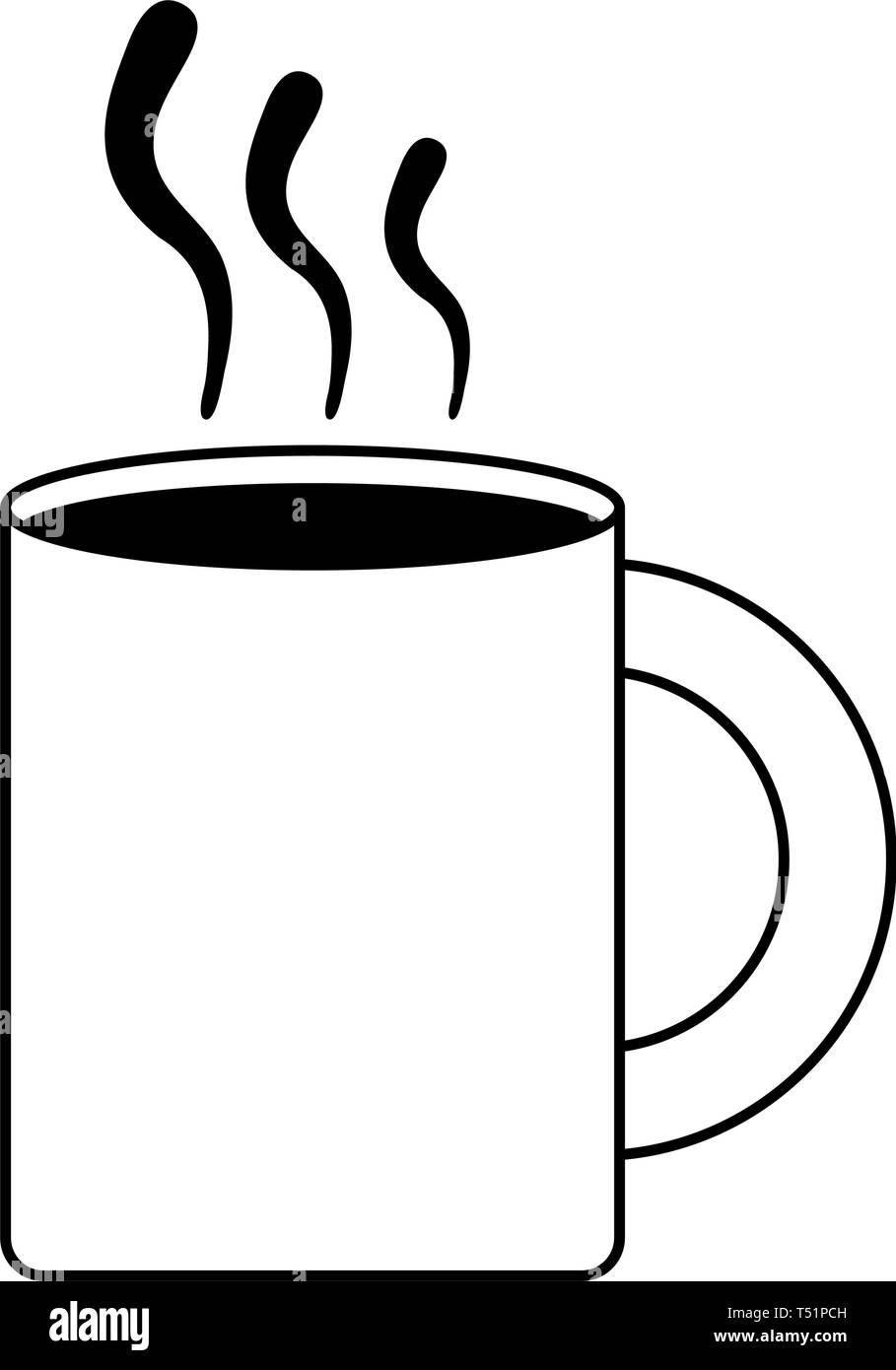 Hot coffee mug cartoon in black and white Stock Vector Image & Art - Alamy