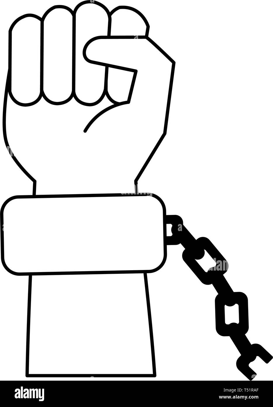 Black hand with chain cartoon in black and white Stock Vector Image & Art -  Alamy