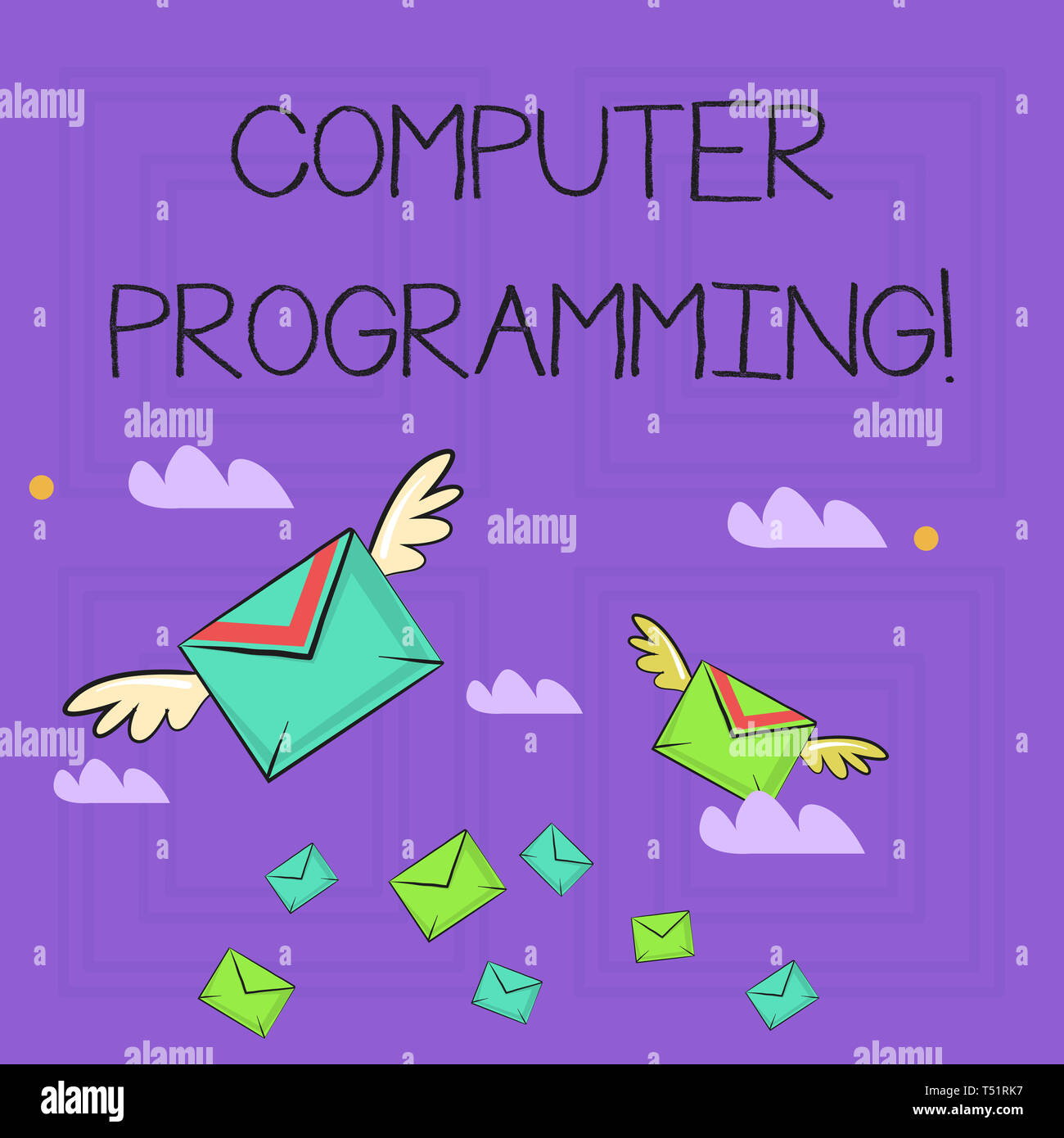 Writing note showing Computer Programming. Business concept for process that instructs a computer on how to do a task Colorful Airmail Letter Envelope Stock Photo