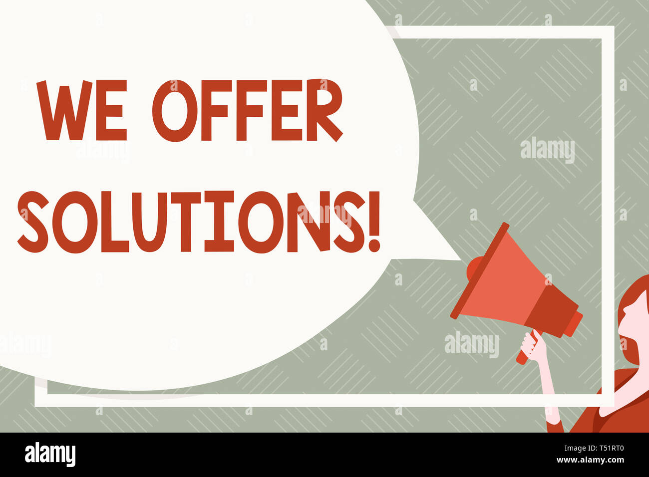 Text sign showing We Offer Solutions. Business photo text way to solve ...