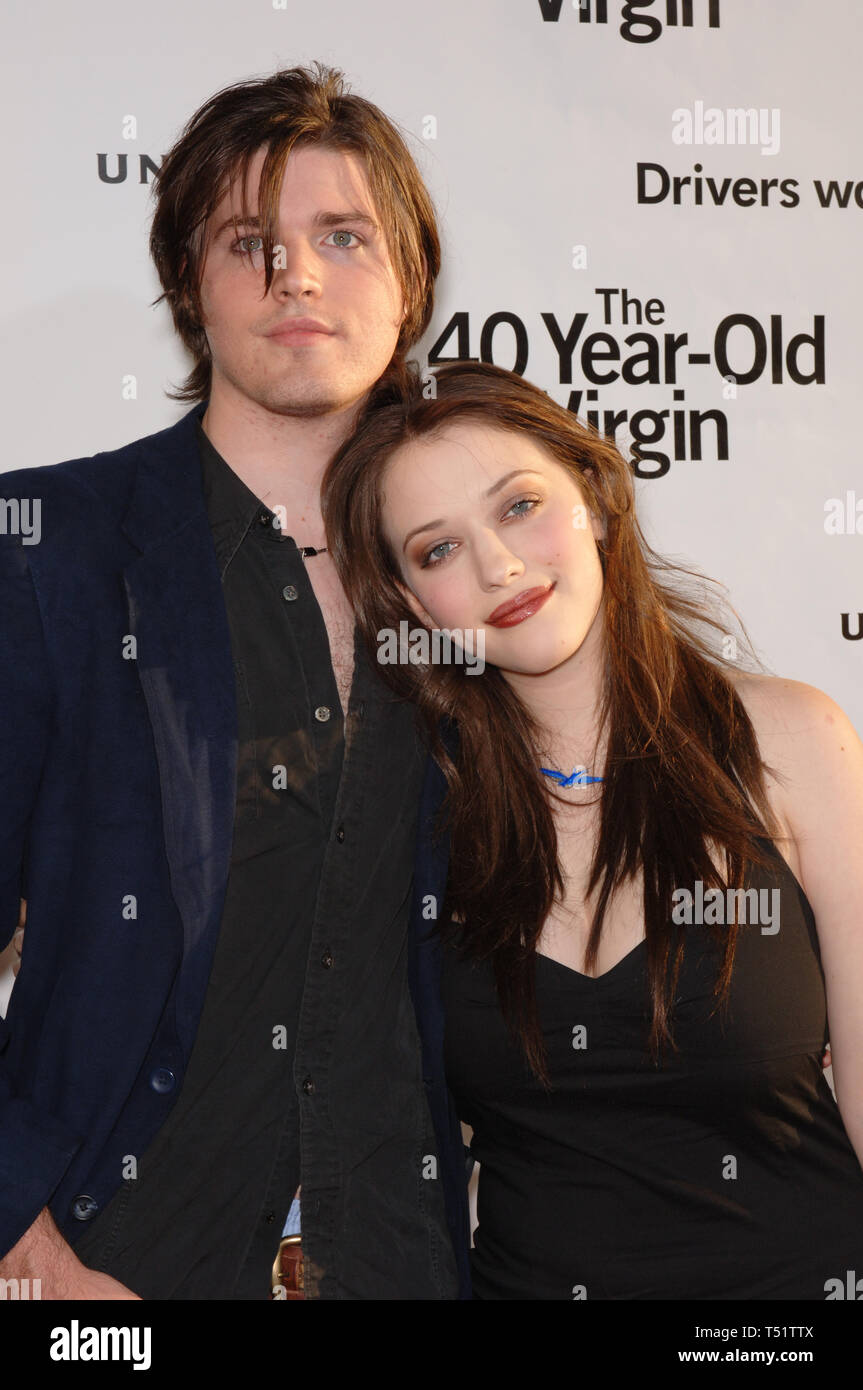 LOS ANGELES, CA. August 11, 2005: Actress KAT DENNINGS & boyfriend actor  IRA WOOD (brother of actress Evan Rachel Wood) at the world premiere of her  new movie 40 Year-Old Virgin, at