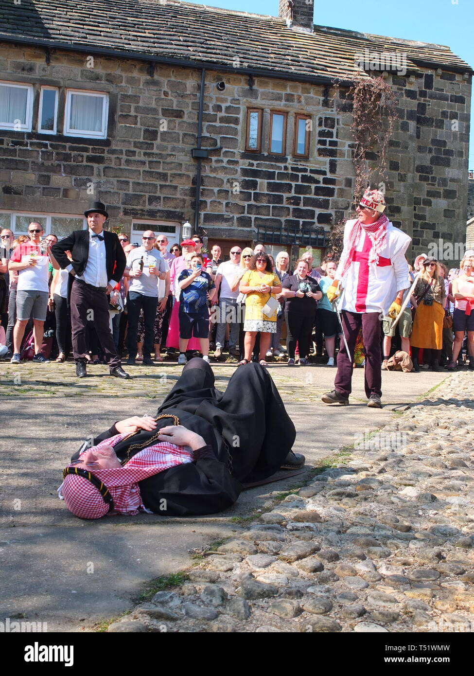 Heptonstall Pace Egg Play a traditional mummers play performed annually on Good Friday at Hepstonstall near Hebden Bridge Calderdale UK Stock Photo