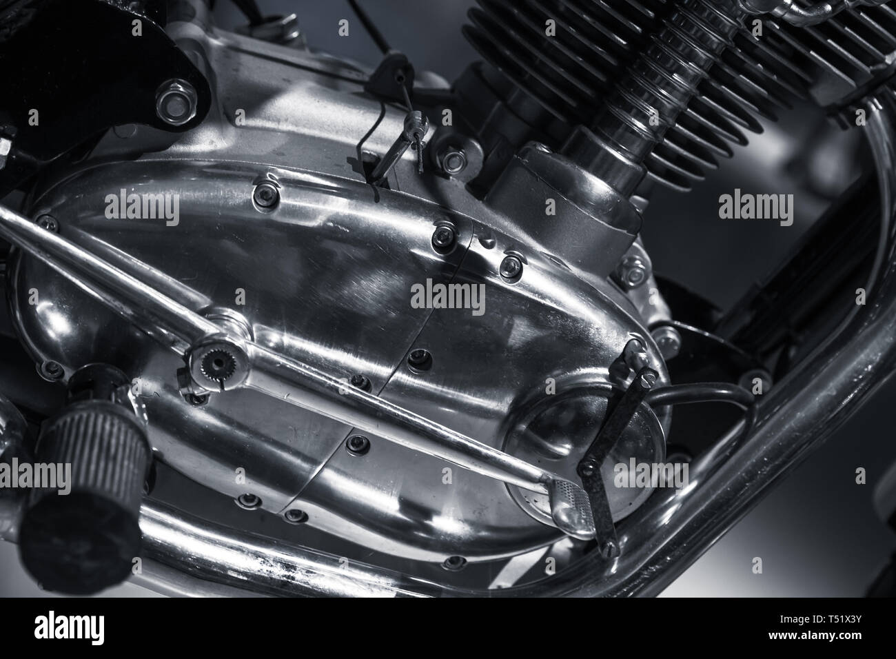 Vintage motorcycle engine fragment, close up photo Stock Photo - Alamy