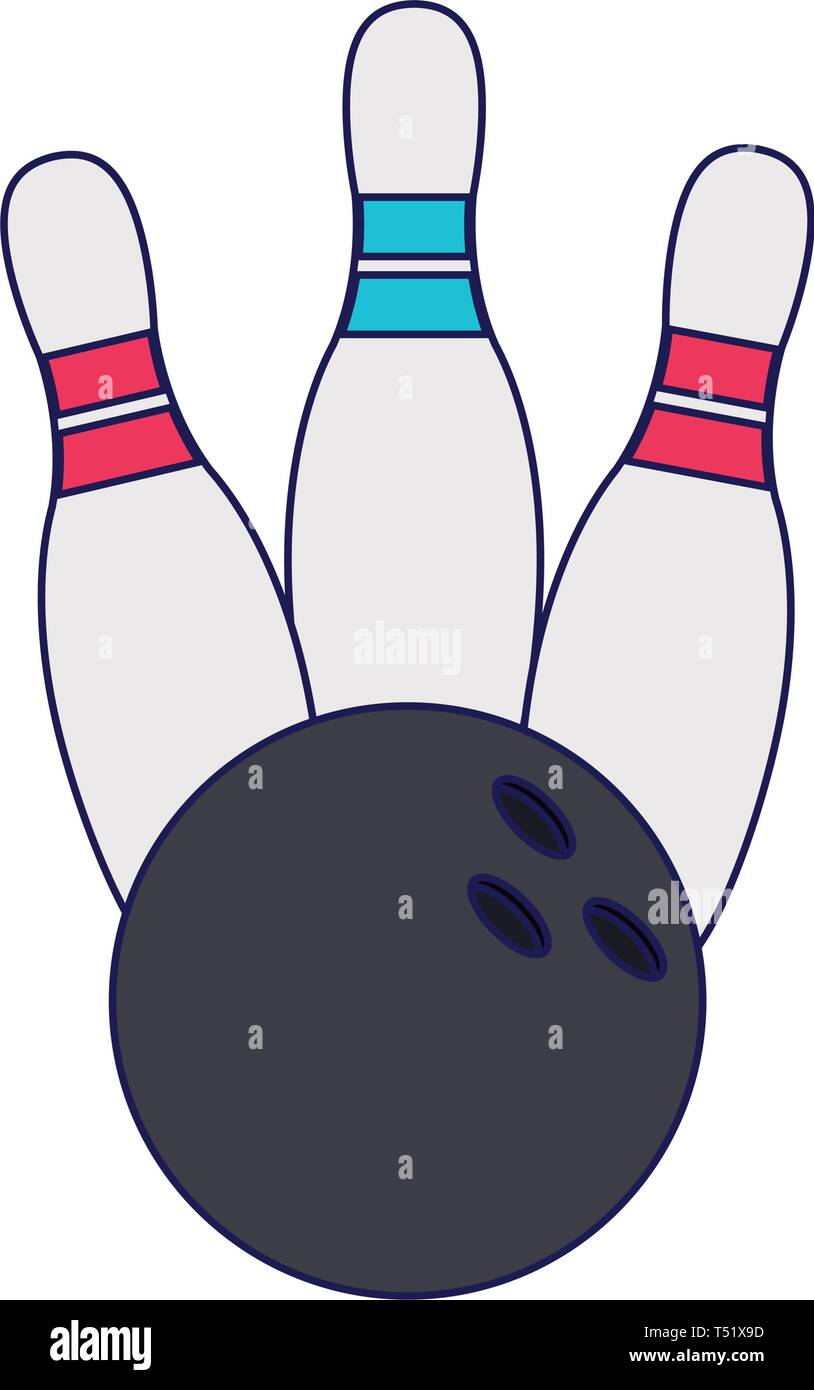 Bowling pins and ball cartoon blue lines Stock Vector Image & Art Alamy