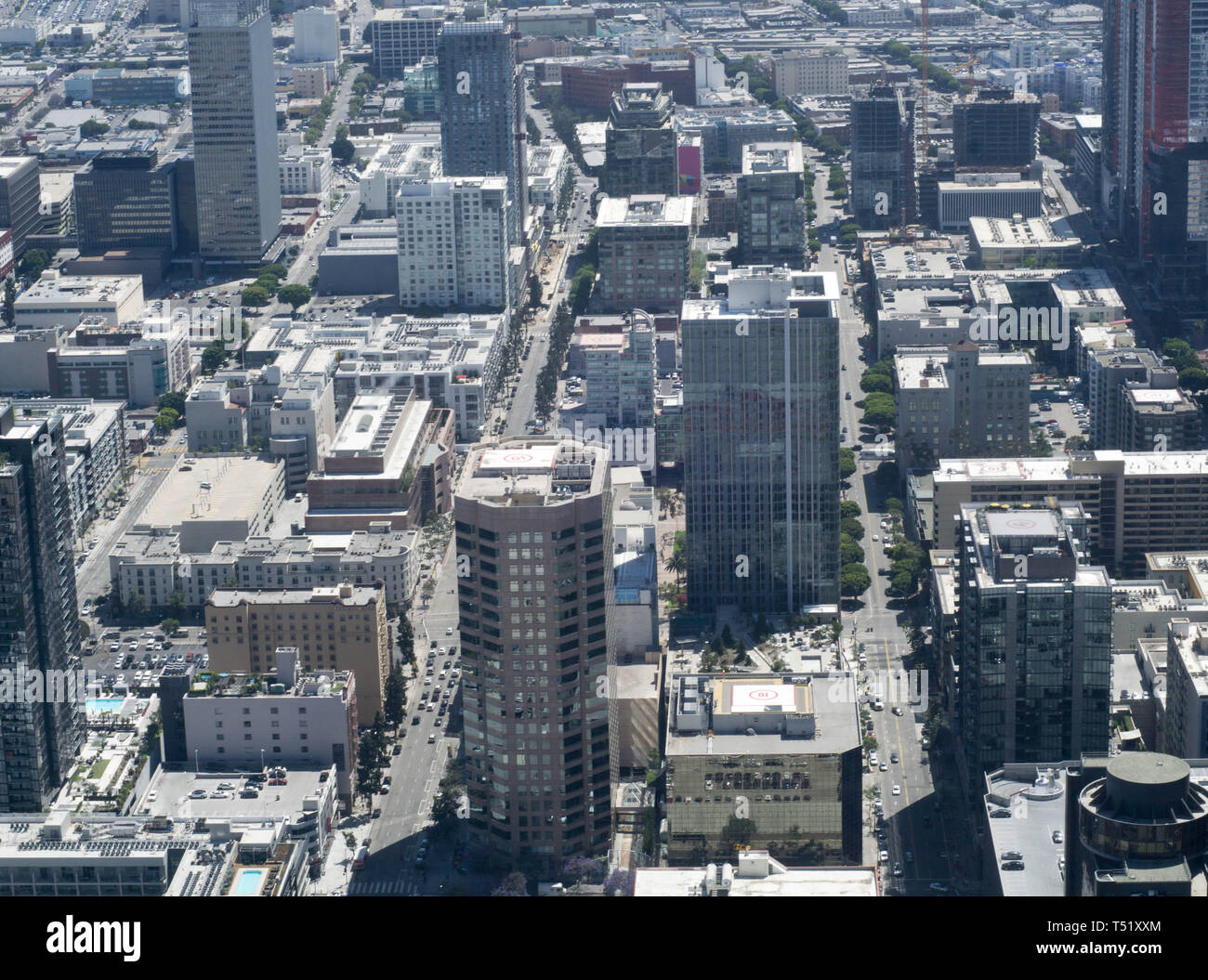 Wide angle view of downtown Los Angles during the day Stock Photo
