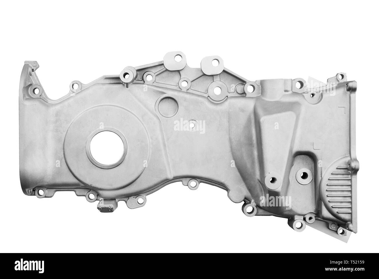 Metal car engine cover for closing the chain on a white background