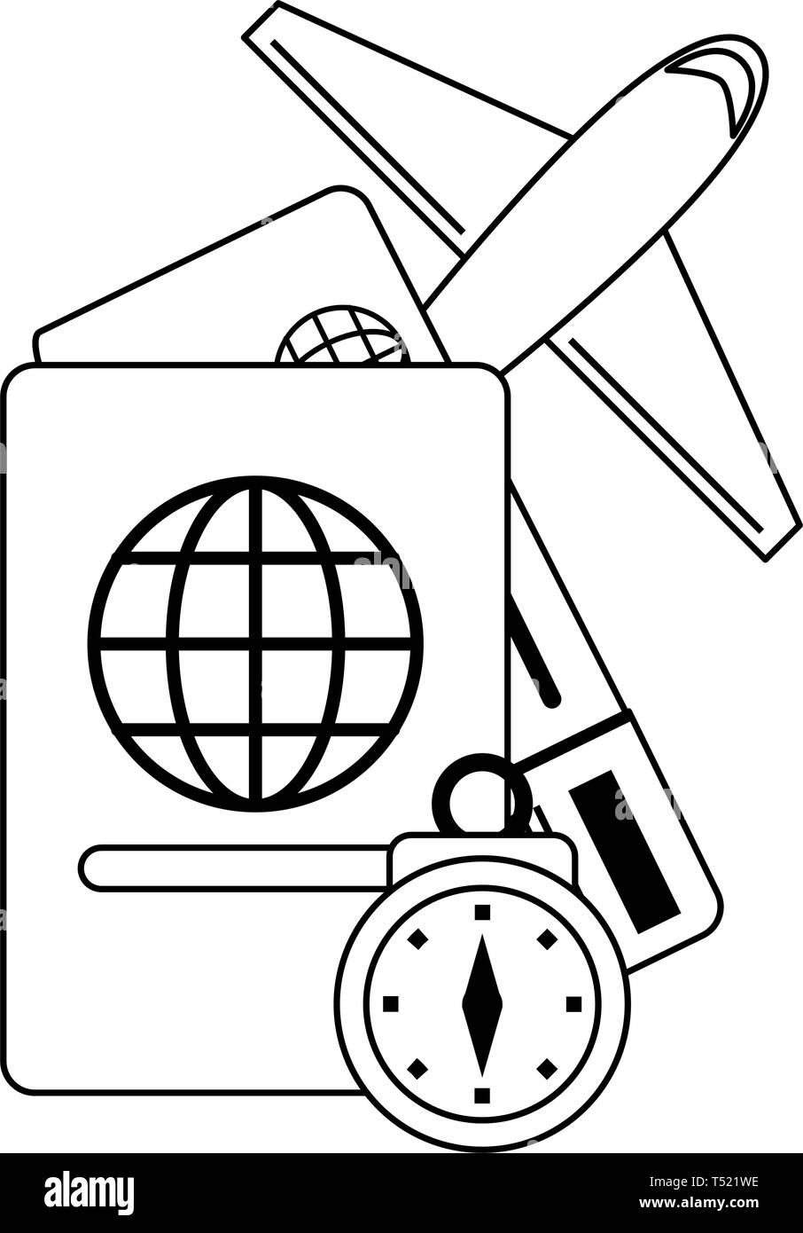 Vacation concept passport tickets Black and White Stock Photos & Images ...