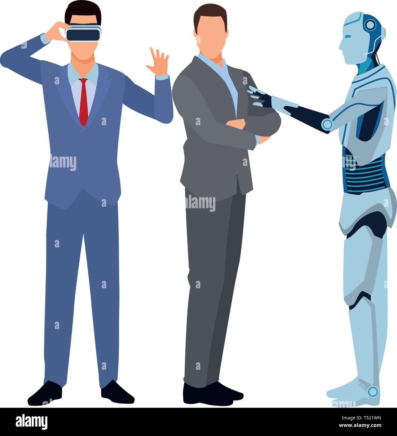 humanoid robot and businessmen Stock Vector