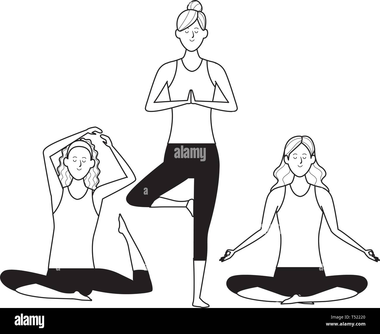 women yoga poses black and white Stock Vector Image & Art - Alamy