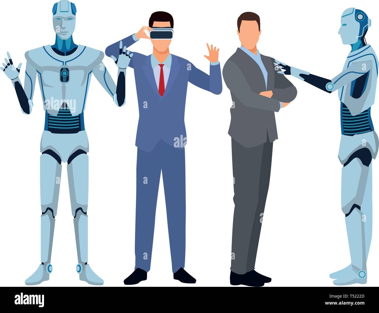 humanoid robot and businessmen Stock Vector