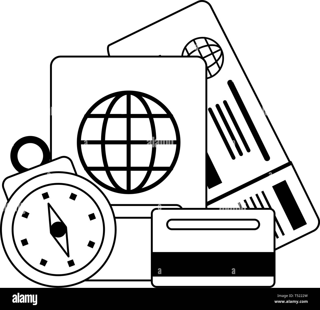 Travel and vacations in black and white Stock Vector Image & Art - Alamy