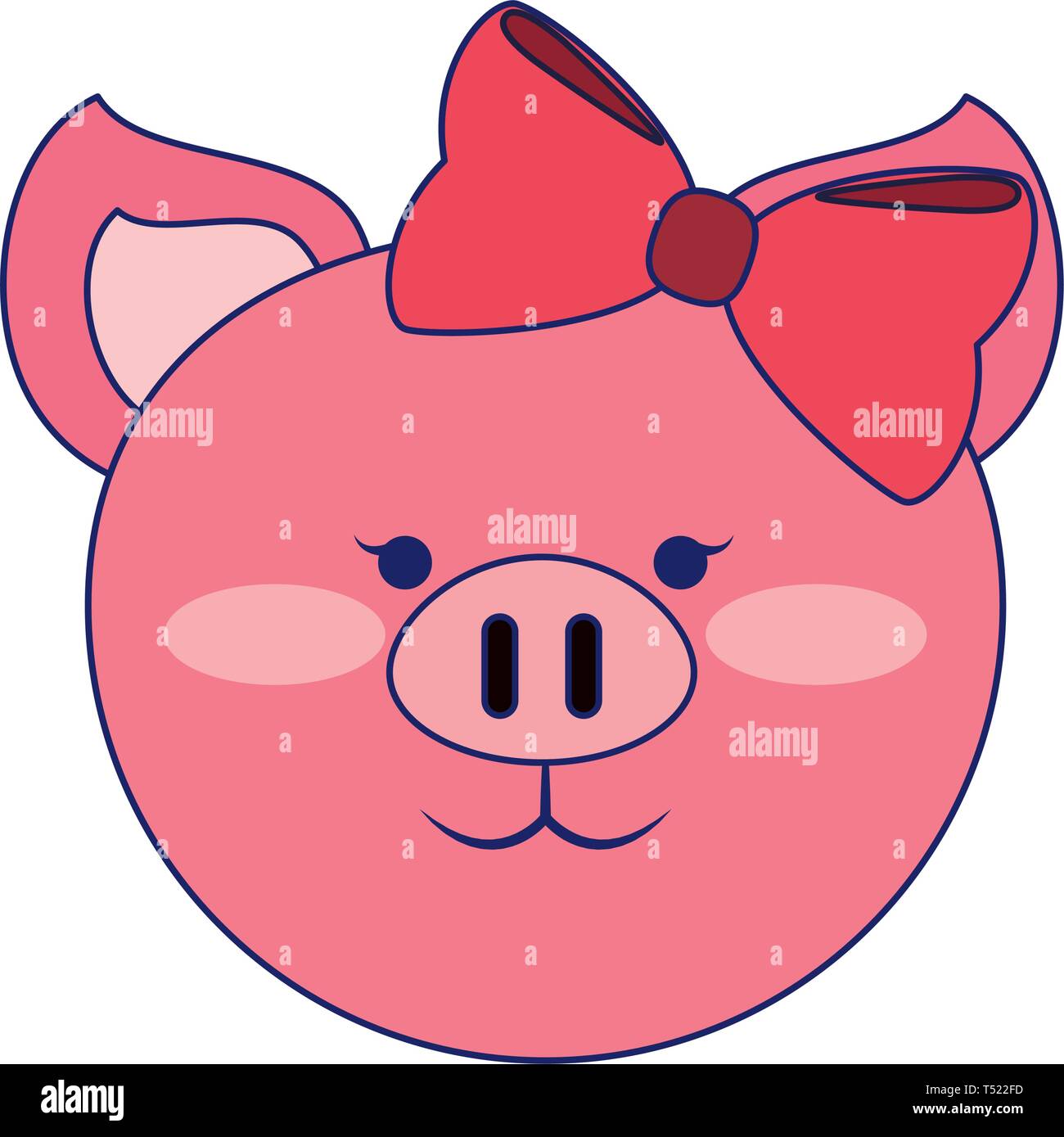 Pig cute animal head blue lines Stock Vector Image & Art - Alamy