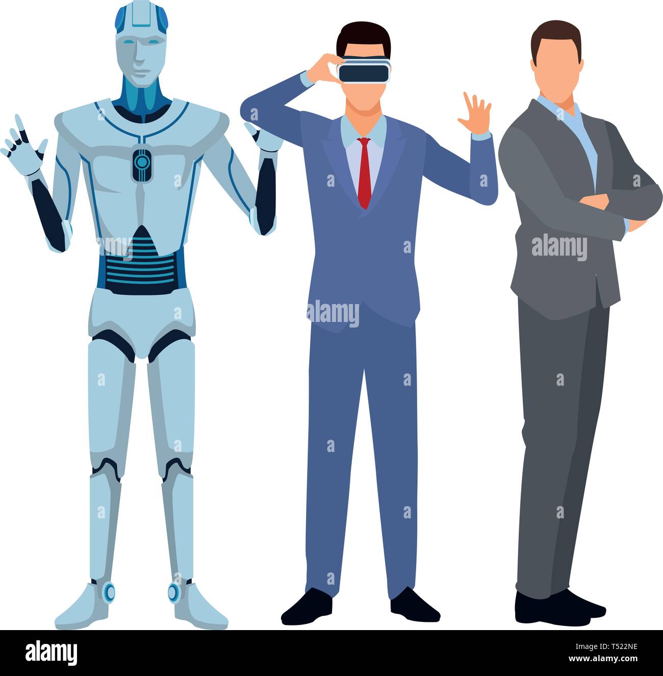 humanoid robot and businessmen Stock Vector
