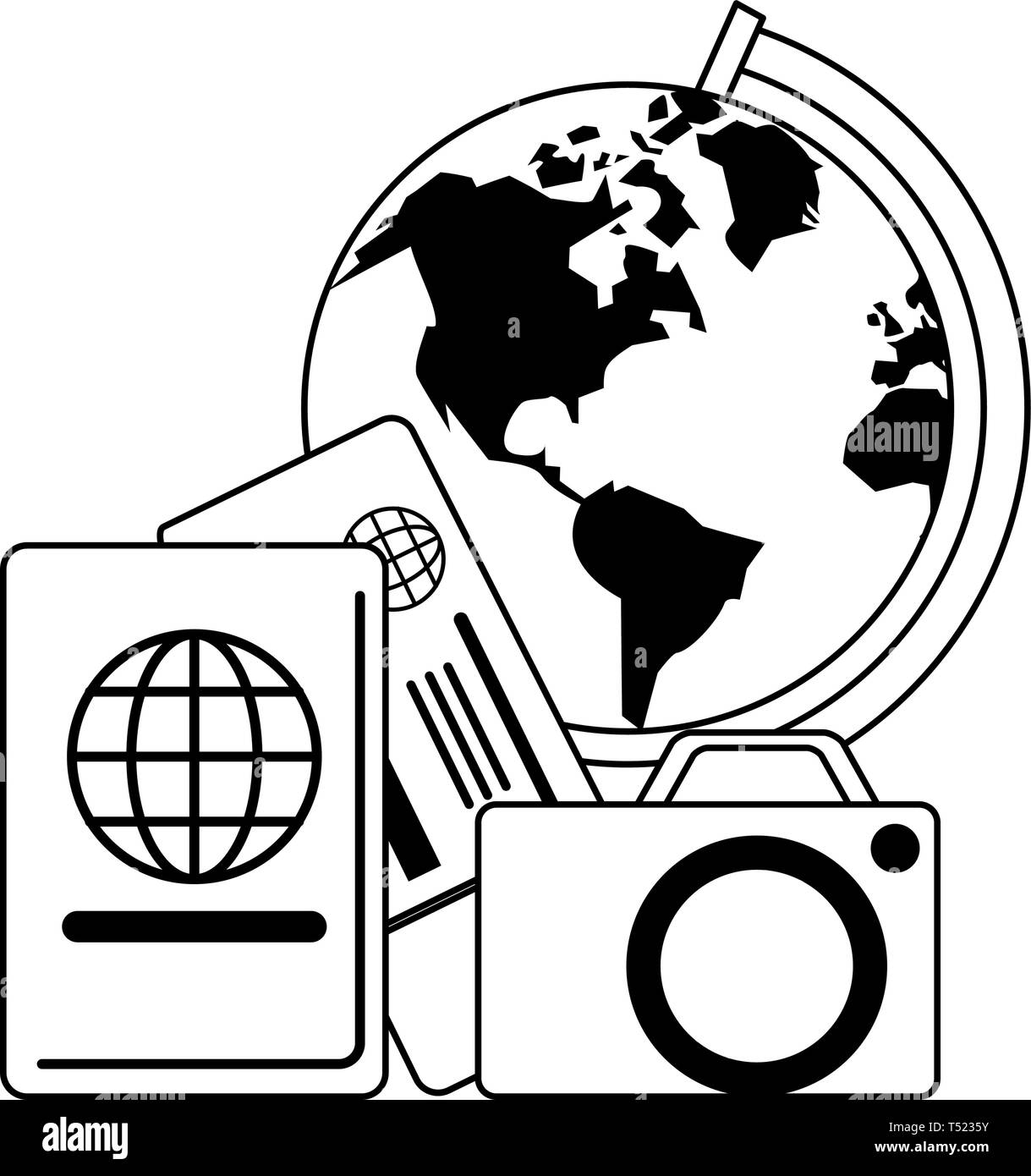 Travel and vacations in black and white Stock Vector Image & Art - Alamy