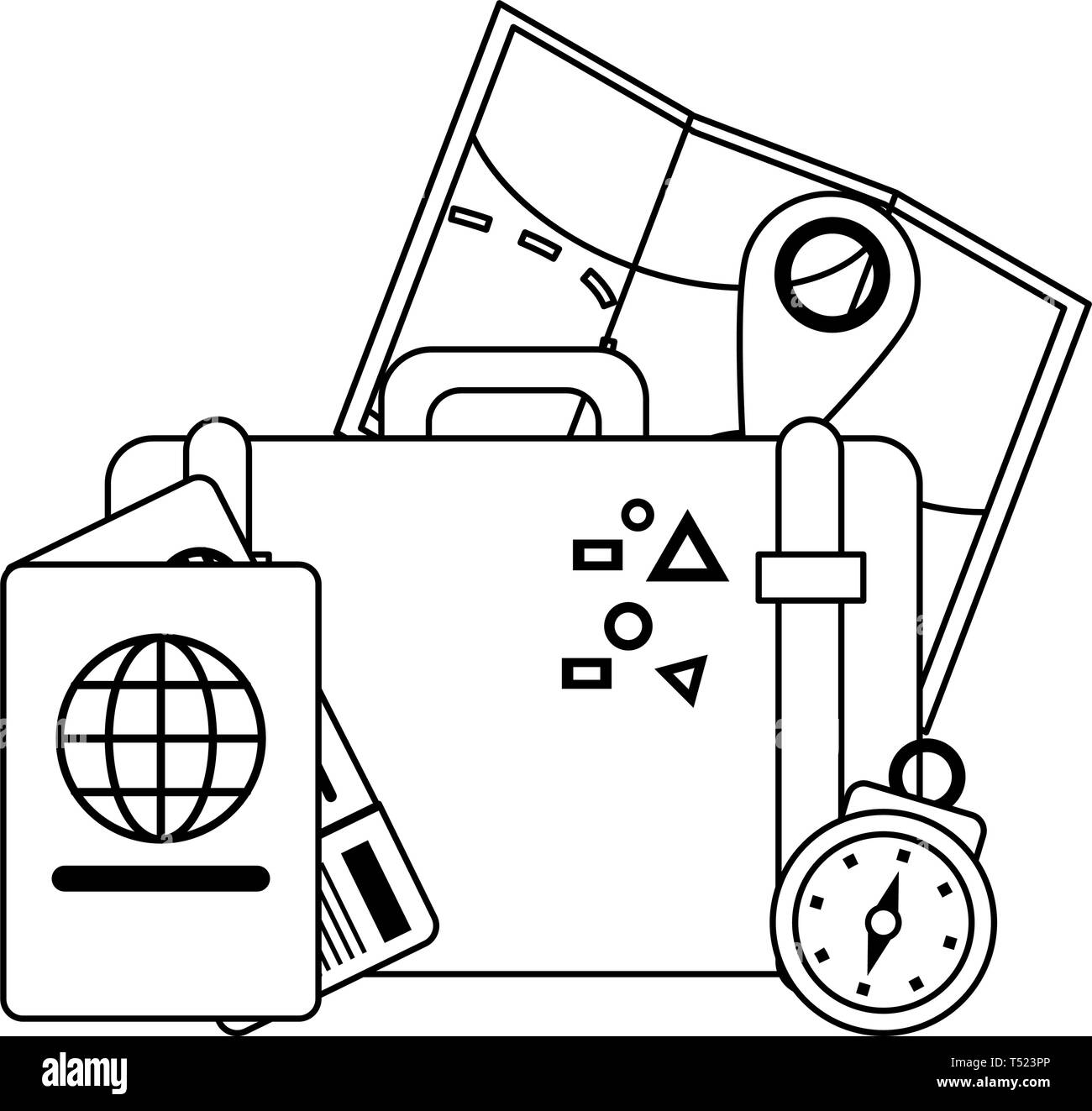 Travel and vacations in black and white Stock Vector Image & Art - Alamy