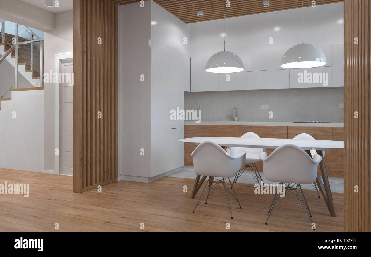 Modern interior kitchen living room Stock Photo - Alamy