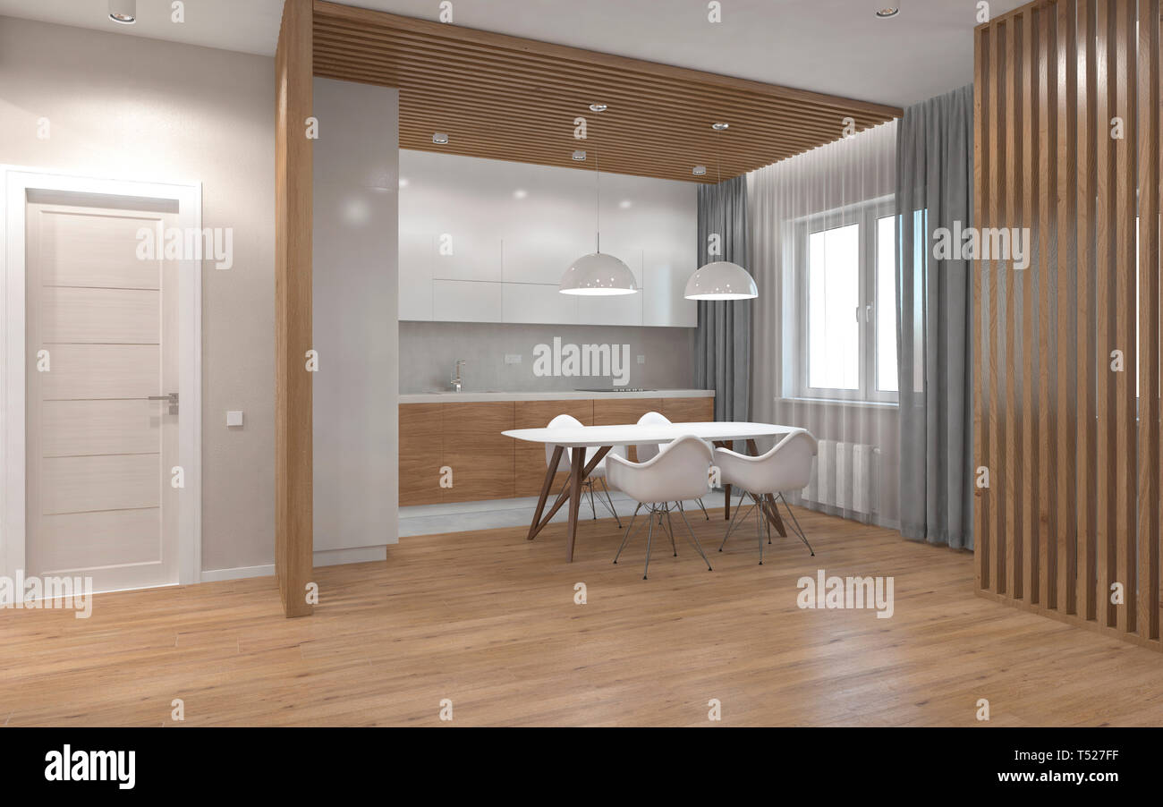 Modern interior kitchen living room Stock Photo - Alamy