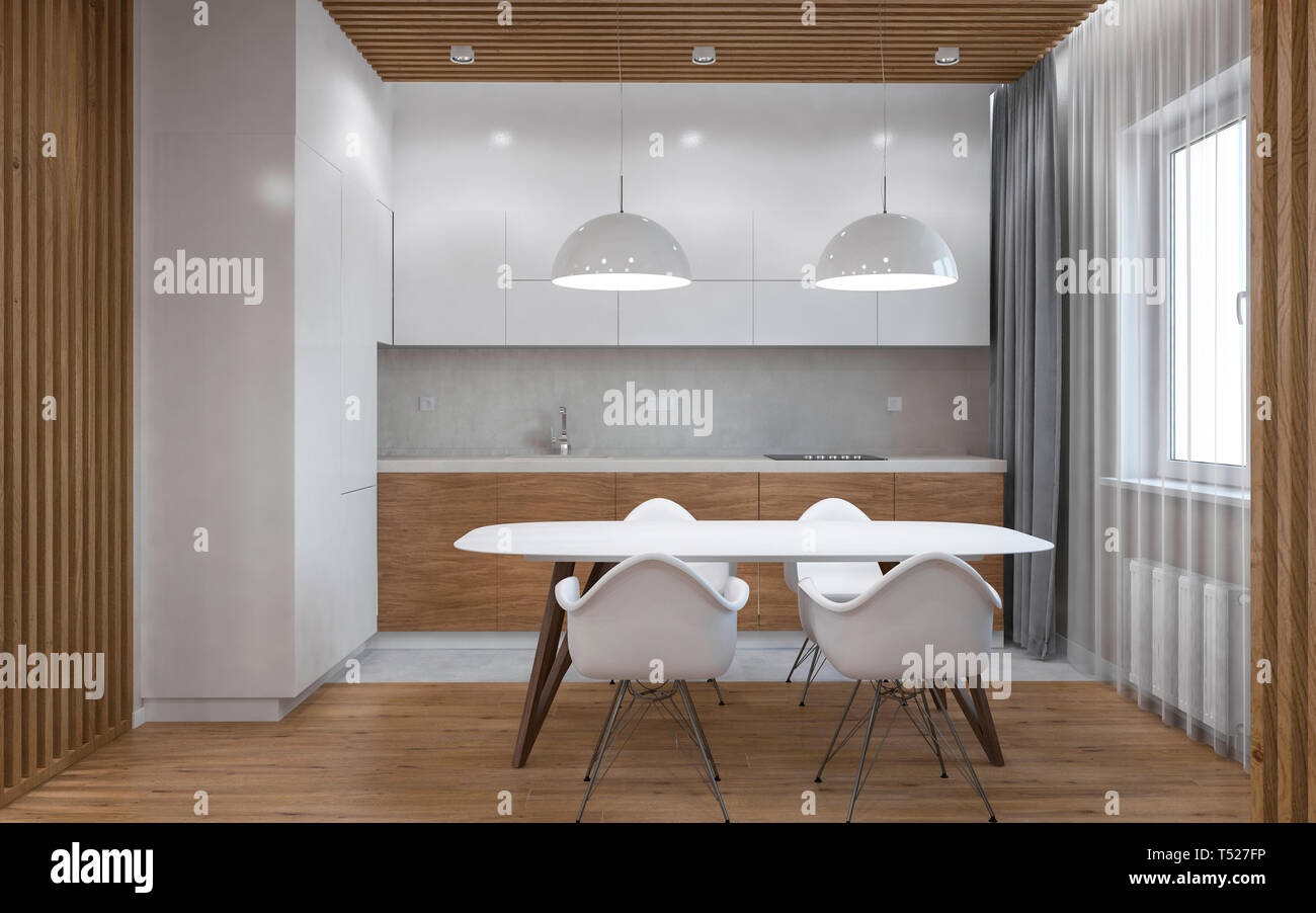 Modern interior kitchen living room Stock Photo - Alamy