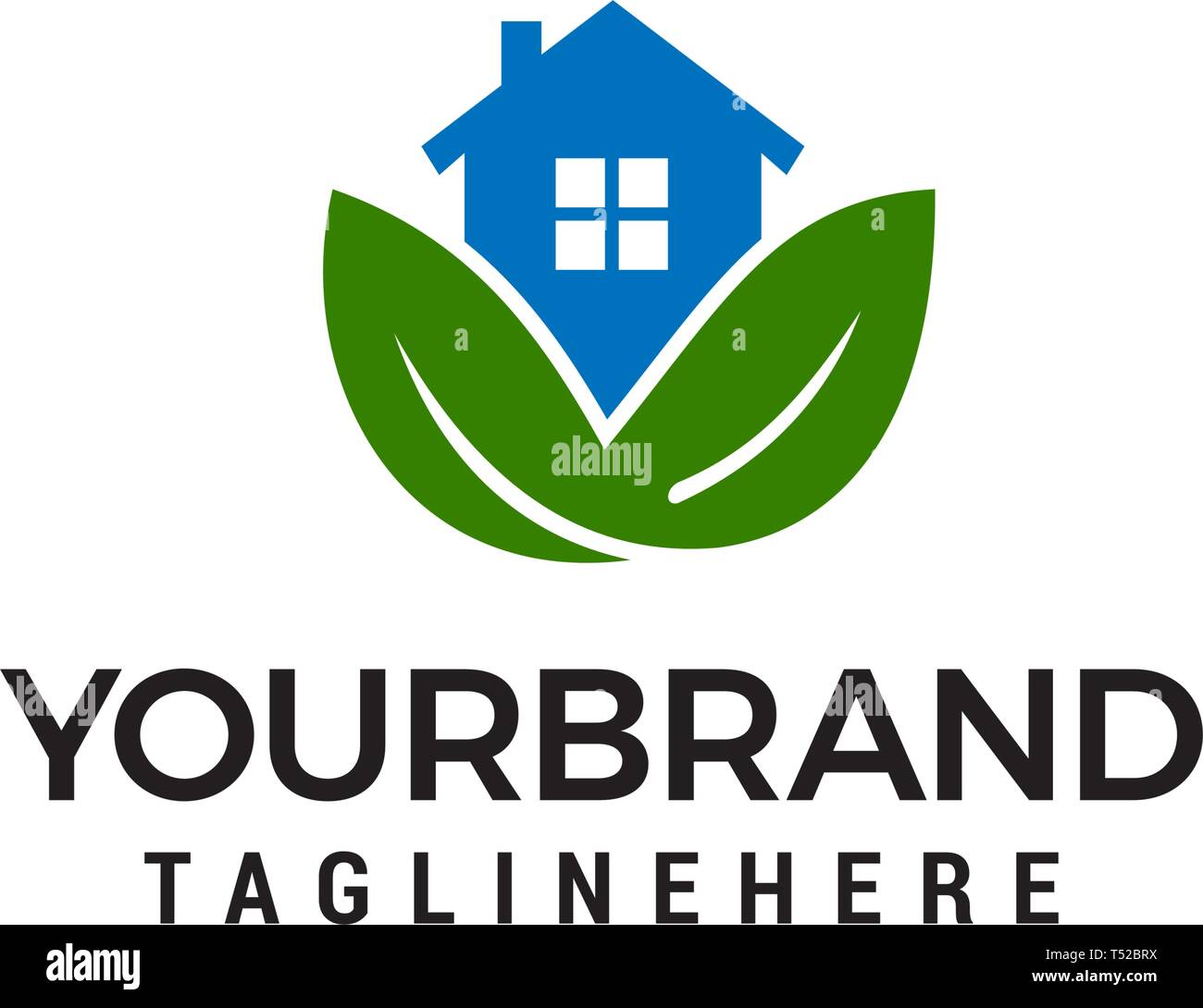 House leaf green logo design concept template vector Stock Vector Image ...