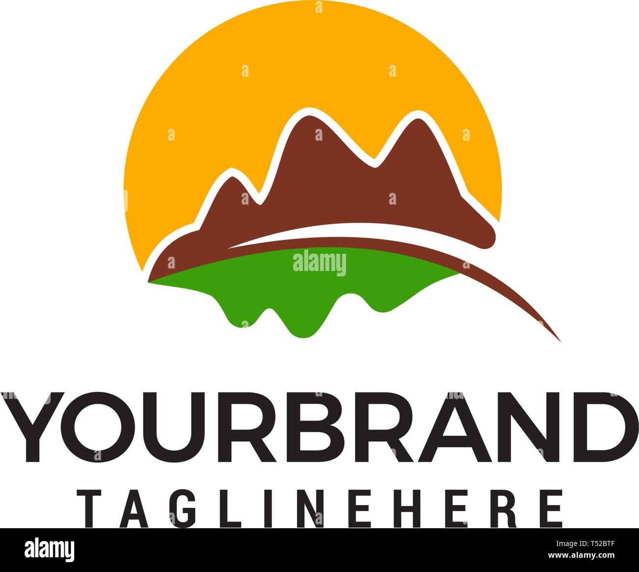 Mountain hills logo design concept template vector Stock Vector