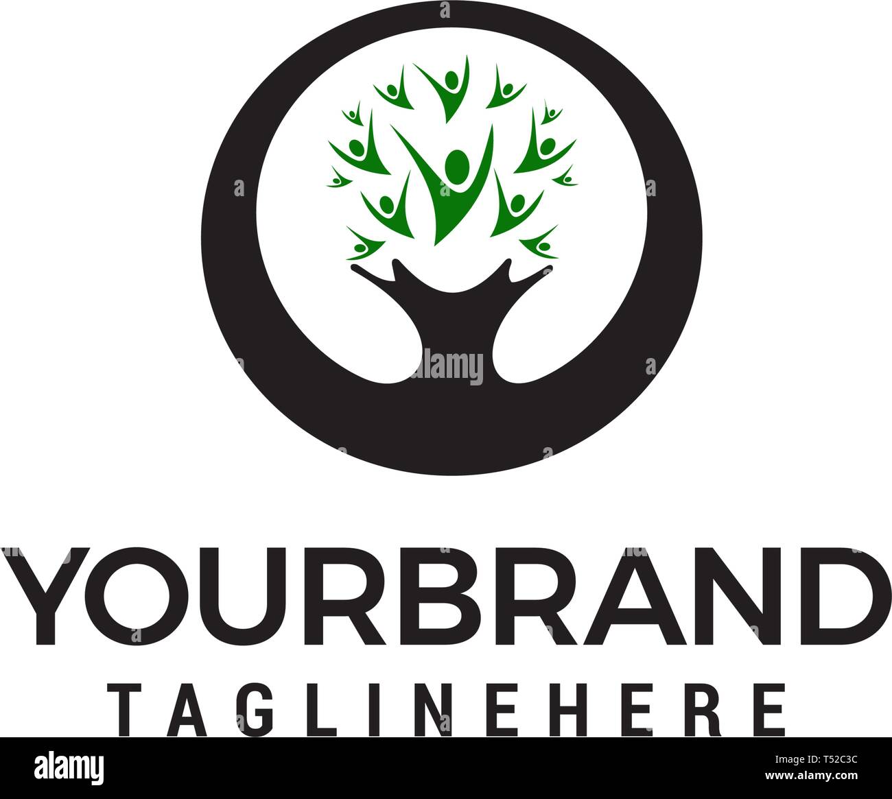 tree people logo Recycle Logo made from leaves Stock Vector