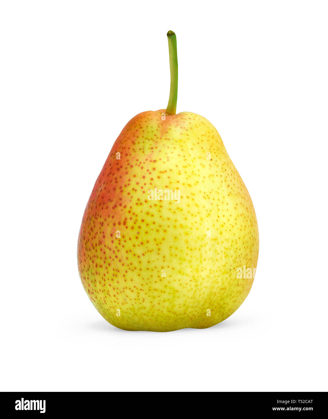 Ripe pear with stem isolated on white background Stock Photo - Alamy