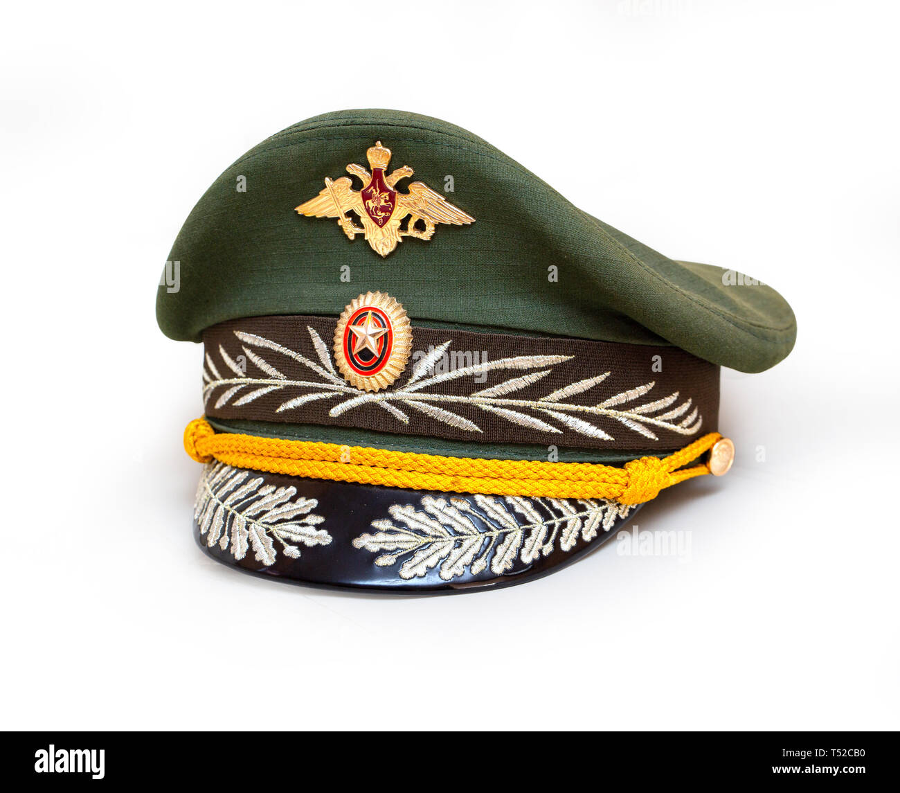The Russian generals cap on a white background with clipping path Stock Photo