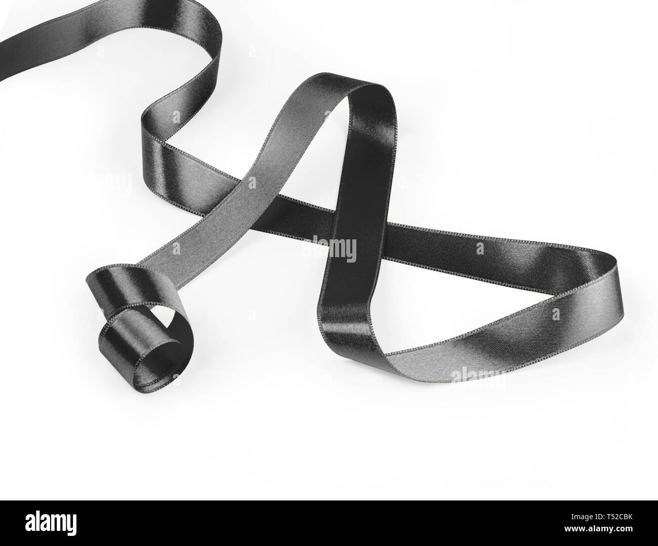 close up of black ribbon on white background with clipping path Stock Photo
