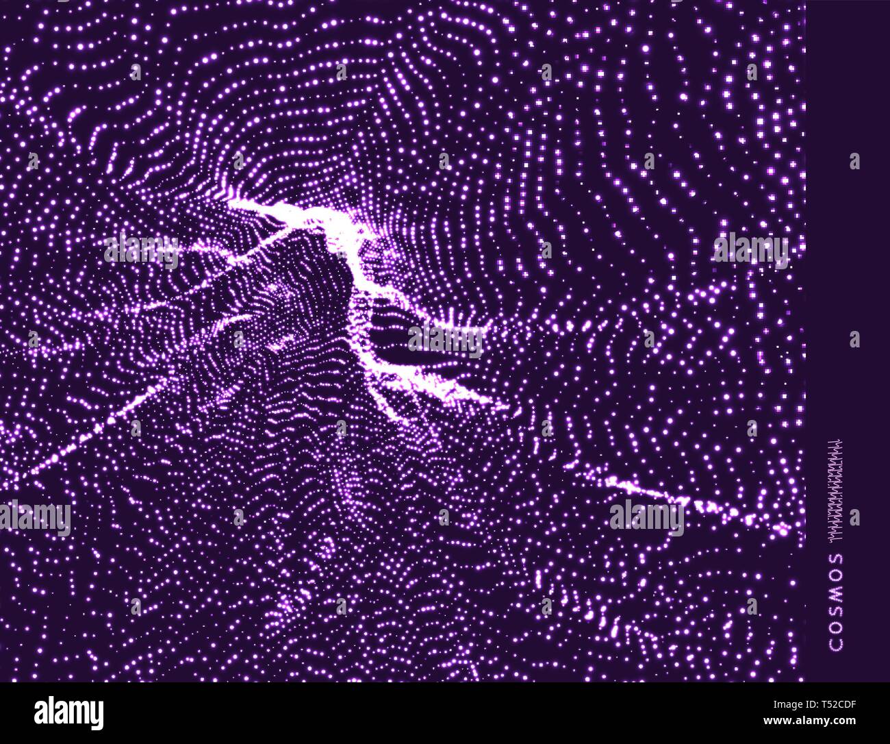 Abstract science or technology background. Graphic design. Network illustration with particle. 3D grid surface. Stock Vector