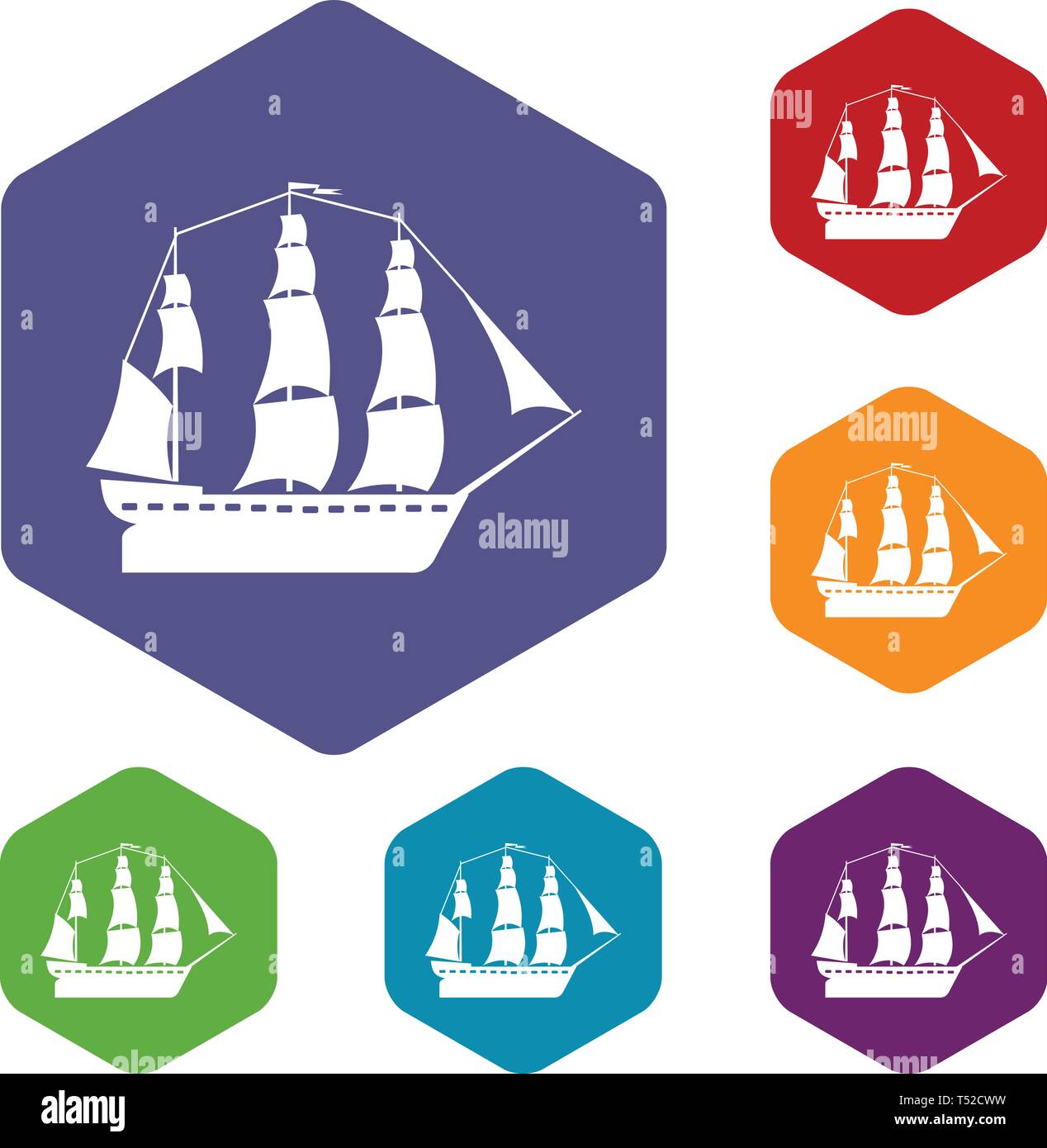 Sailboat icons vector hexahedron Stock Vector