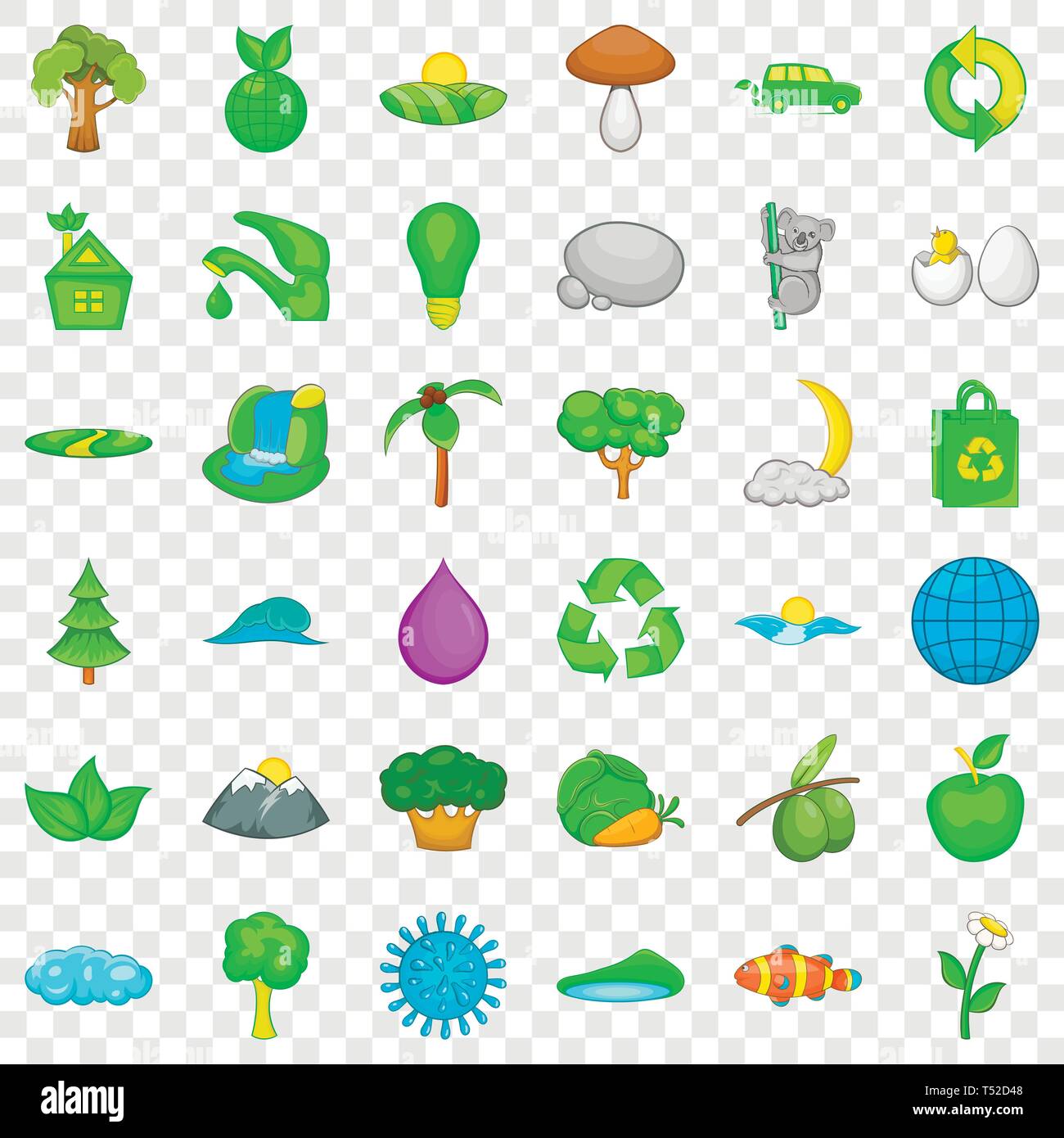 Green leaf icons set, cartoon style Stock Vector Image & Art - Alamy