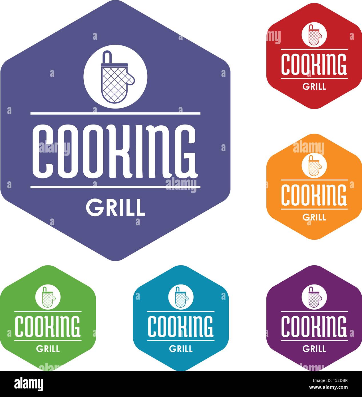 Meat cooking icons vector hexahedron Stock Vector