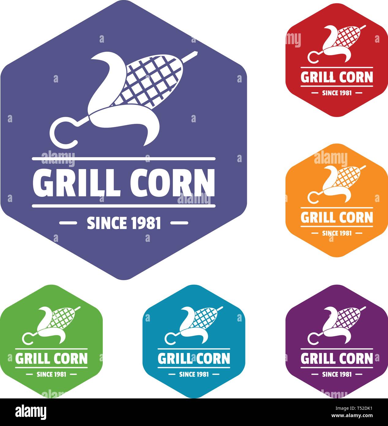 Grill corn icons vector hexahedron Stock Vector