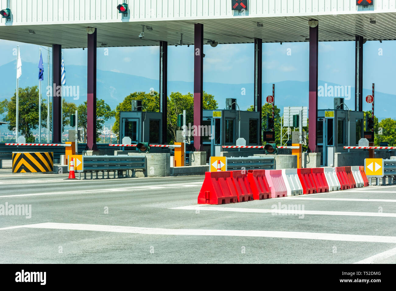 Empty pay toll check point - Toll booths at highway Stock Photo - Alamy