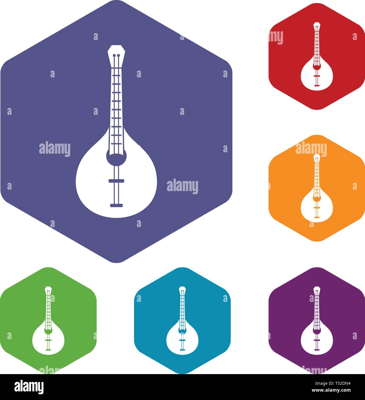 Guitar icons vector hexahedron Stock Vector
